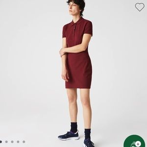 LACOSTE NWOT BURGUNDY POLO SHIRT DRESS SIZE SMALL runs like medium